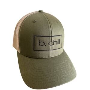 Mesh B Chill Graphic Trucker Cap Green and Beige SnapBack Hat